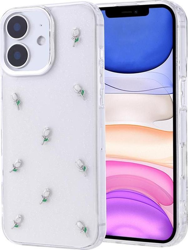 iPhone 11 Kılıf Airbag Tasarımlı Simli Şeffaf Kutup Kapak Lale - Image 1