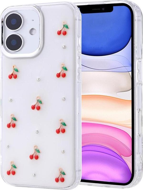 iPhone 11 Kılıf Airbag Tasarımlı Simli Şeffaf Kutup Kapak Kiraz - Image 1