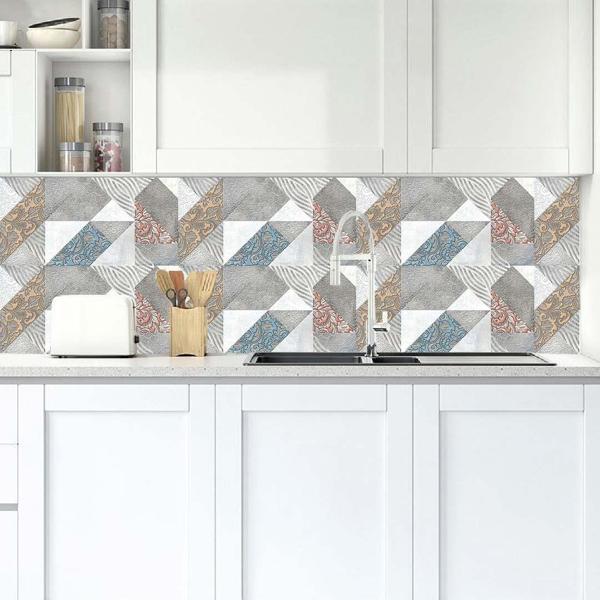 Mutfak Tezgah Arası Folyo Fayans Kaplama Folyosu Renkli Taş Desen 60 x 400 - Image 1