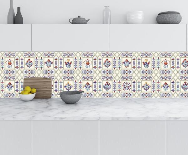 Mutfak Tezgah Arası Folyo Fayans Kaplama Folyosu Osmanlı Motif 60x500 CM - Image 1