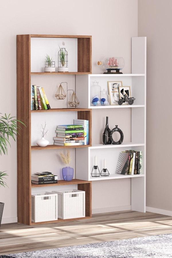 Bicabin Ayarlanabilir Raflı Dekoratif Modüler Kitaplık Beyaz Garda Decorative Bookshelf - Image 1