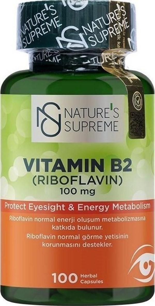 Nature's Supreme Vitamin B2 100 mg 100 Kapsül - Image 1