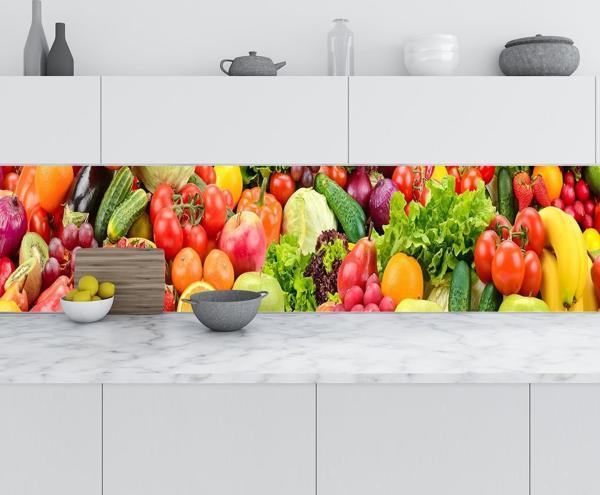 Mutfak Tezgah Arası Folyo Fayans Kaplama Folyosu Taze Meyve Sebze Kolaj 60x100 CM - Image 1
