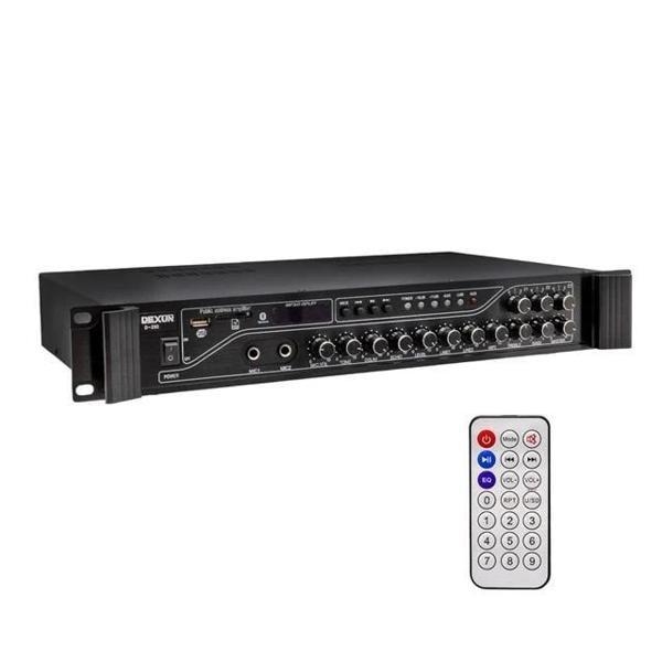 Dexun D-230 250 Watt 3 Zone İki Mikrofon Girişli Hat Trafolu Anfi  Usb-Bt 4/16-70-100v - Image 1