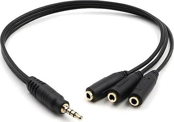 Kulaklık Çoklayıcı 3.5 Mm Erkek X 1/3 Stereo Dişi X 3 - 30 Cm Y Kablo - Image 1