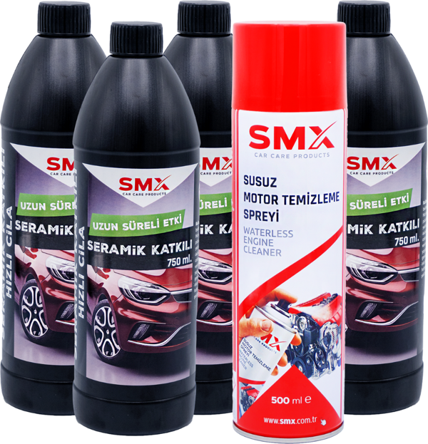 Seramik Katkılı Hızlı ve Pratik Cila 4 Adet 750ml.+ Susuz Motor Temizleme Spreyi 500 Ml - Image 1