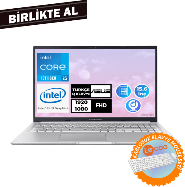 Asus Vivobook i5-13420H 16GB 512GB SSD 15.6" FHD Freedos + Kablosuz Klavye Mouse X1502VA-NJ871 023 - Image 1