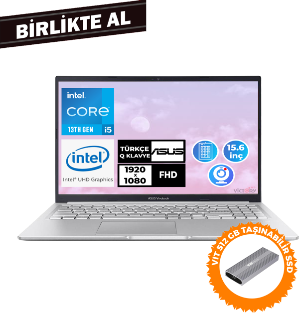 Asus Vivobook i5-13420H 8GB 512GB SSD 15.6" FHD Freedos + VIT 512GB SSD X1502VA-NJ871 019 - Image 1