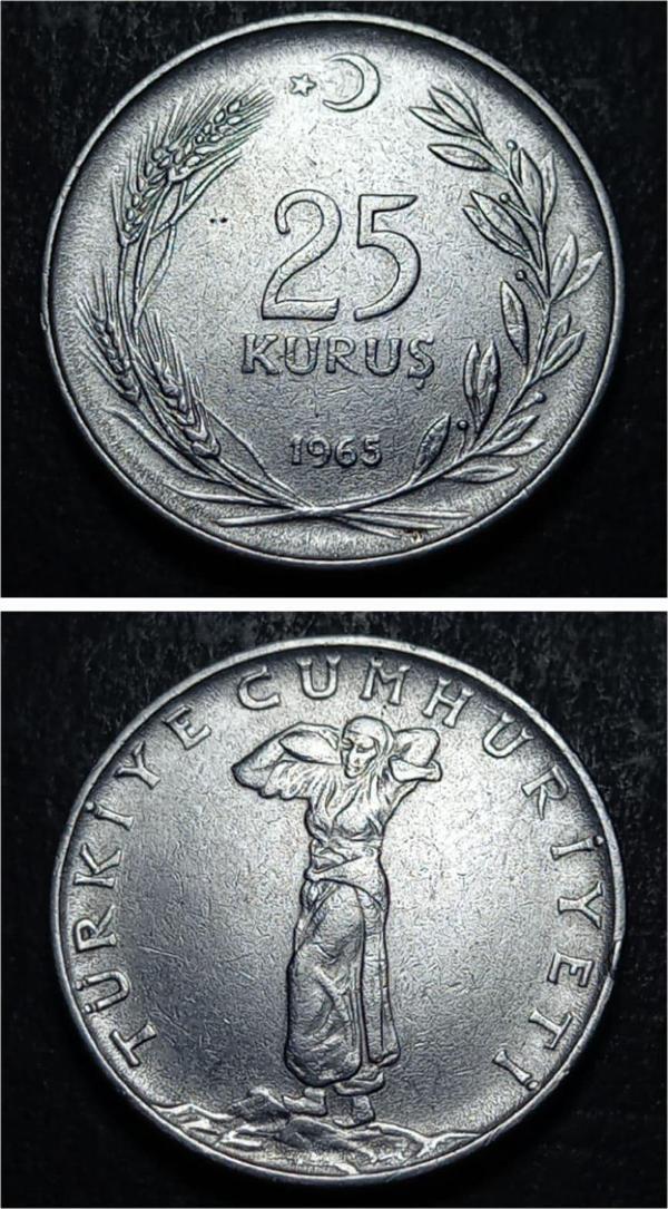 Escoines Koleksiyon 39963687afd9890e70 1965 Akmonital 25Kuruş Eski Madeni Para - Image 1