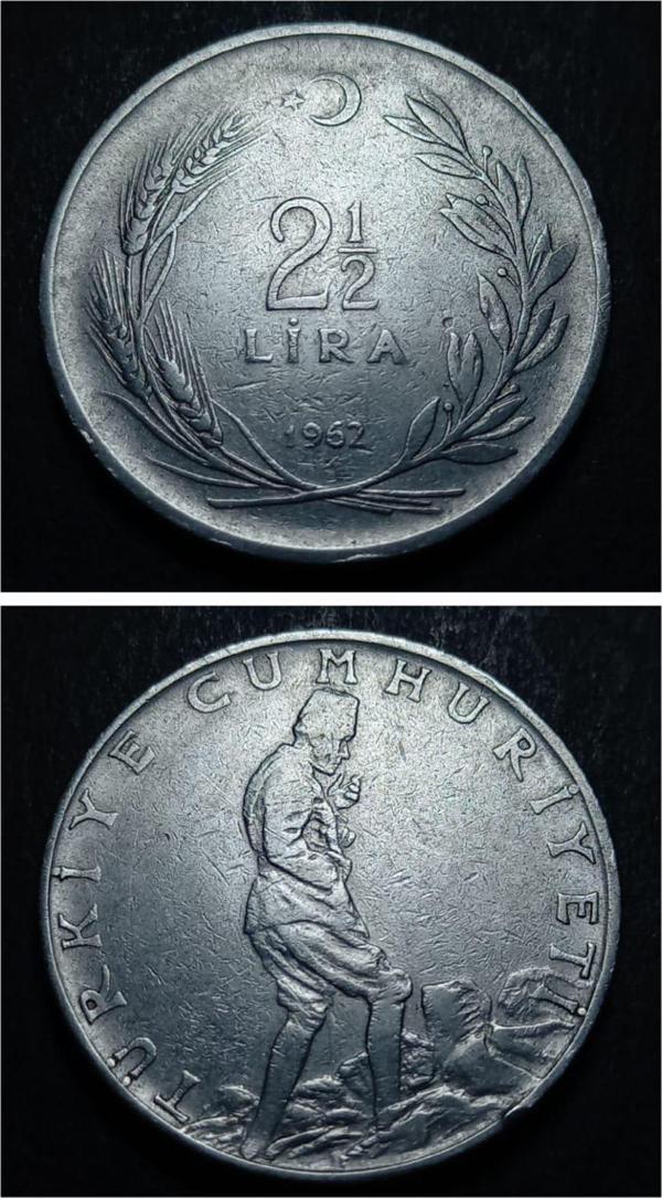 Escoines Koleksiyon 39963687af3bdeb732 1962 Akmonital 2½ lira Eski Madeni Para - Image 1