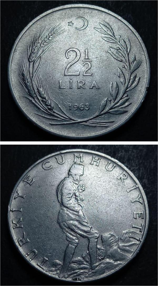Escoines Koleksiyon 39963687af3c0a59db 1963 Akmonital 2½ lira Eski Madeni Para - Image 1