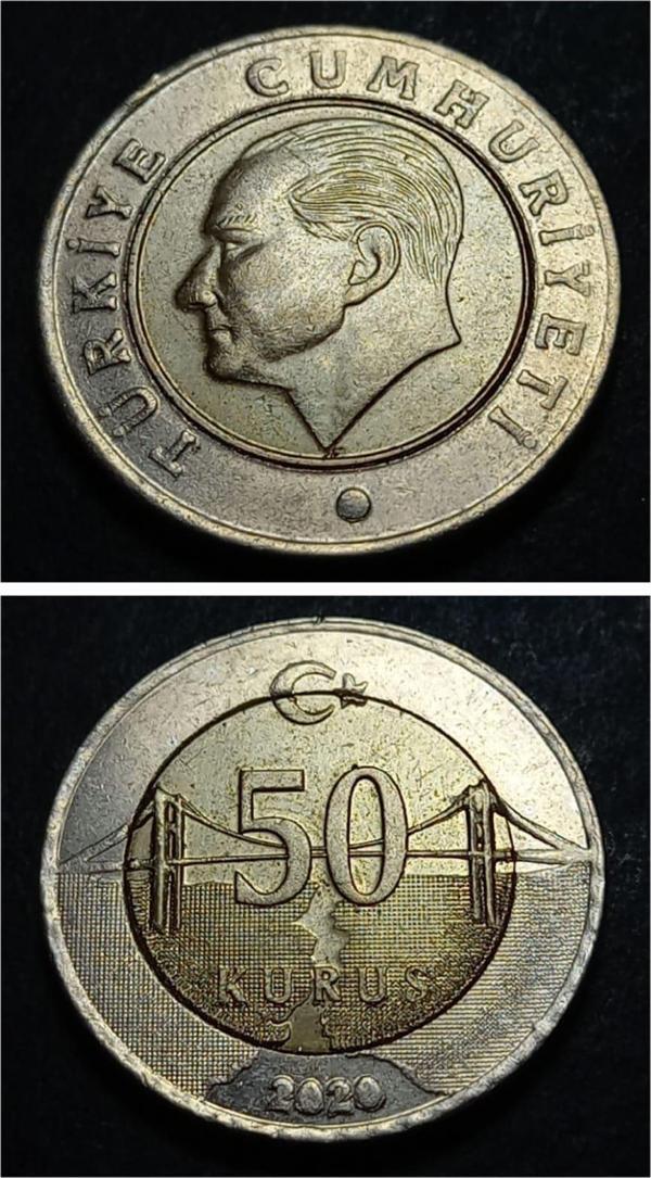 Escoines Koleksiyon 3996368800d0e34f0e 2020 Çapaklı 50Kuruş ççt+ eski madeni para - Image 1