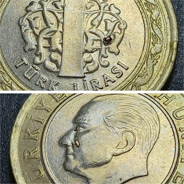 Escoines Koleksiyon 3996368800d5fca231 2021 Göz yaşı 1tl çapaklı ççt+ eski madeni para - Image 1
