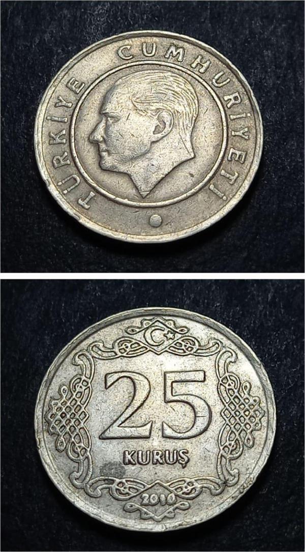 Escoines Koleksiyon 399636880080415d7d 2010 çapaklı tarih 25 Kuruş ÇT/ÇÇT eski madeni para - Image 1