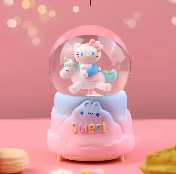 Hello Kitty Işıklı Müzikli Kar Küresi Orta Boy Alk3041 - Image 1