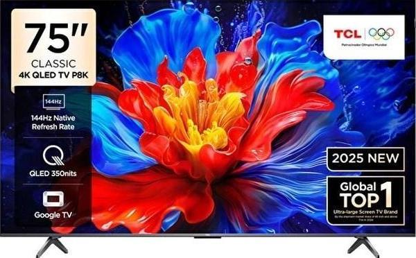 TCL 75P8K  4K UHD QLED 75" 144HZ GOOGLE TV - Image 1