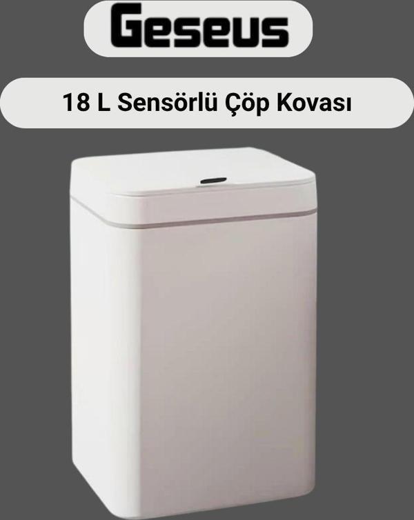 Sensörlü Otomatik Plastik Çöp Kovası 18 Litre-Beyaz Yerli Üretim - Image 1