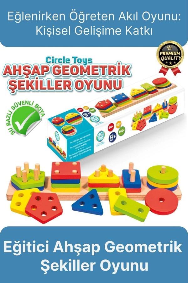 Özel Üretim Kişisel Gelişim Koordinasyon Çocuk Eğlenirken Öğreten Ahşap Geometrik Şekiller Oyunu - Image 1