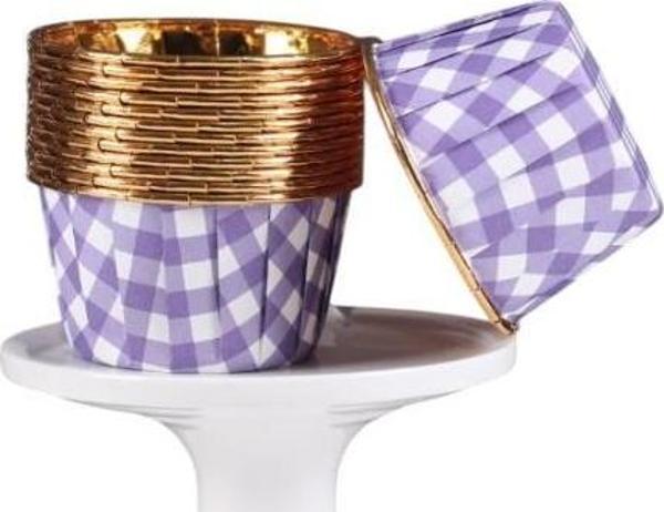 Cupcake/Muffin /Suffle Kek Kapsülü Mor Desenli 50 Li - Image 1