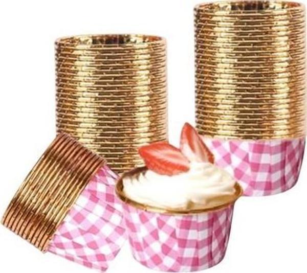 Cupcake/Muffin /Suffle Kek Kapsülü Pembe Desenli 50 Li - Image 1