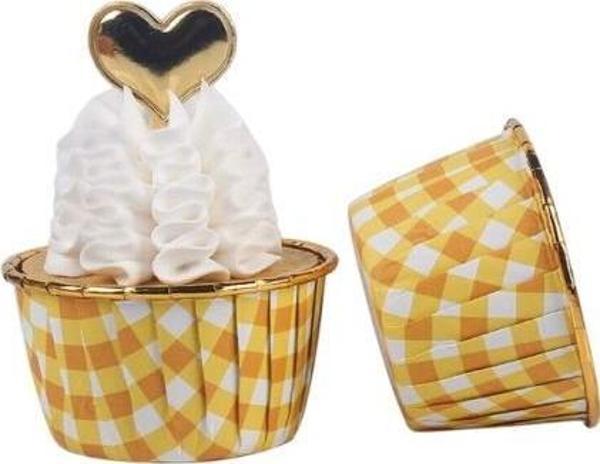 Cupcake/Muffin /Suffle Kek Kapsülü Turuncu Desenli 50 Li - Image 1