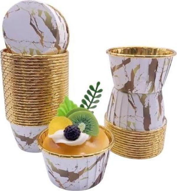 Cupcake/Muffin /Suffle Kek Kapsülü Mermer Desenli 50 Li - Image 1
