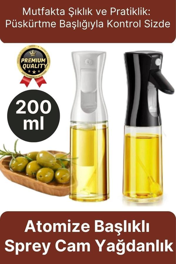 Çok Amaçlı Atomize Başlıklı Sızdırmaz Airfryer Püskürtmeli Fısfıs Sprey Cam Yağdanlık 200 Ml 1 Adet - Image 1