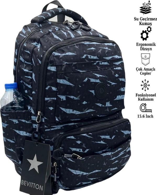 Bevitton Su Geçirmez Kumaş Unisex Okul Sırt Çantası - Image 1