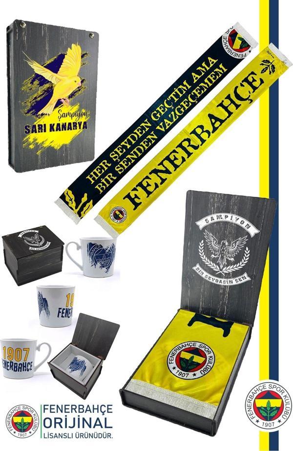Fenerbahçe Orijinal Lisanslı Bir Senden Vazgeçmem Şal Atkı Seramik Kupa Set Kanarya Bask - Image 1