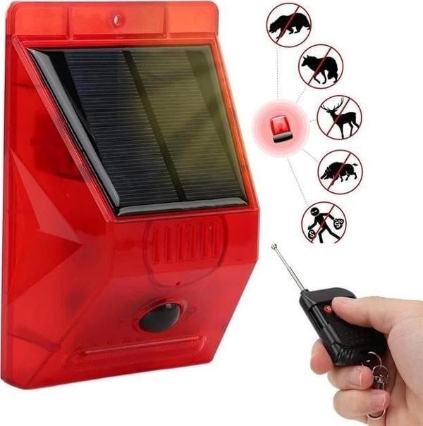 PowerMaster PM-26957 Sesli Hayvan Kovucu Alarm Cihazı Uzaktan Kumandalı Solar Panelli - Image 1