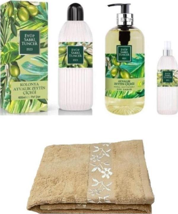 Eyüp Sabri Tuncer 3 LÜ SET AYVALIK ZEYTİN ÇİÇEĞİ+EL VE YÜZ HAVLUSU 30X50 CM - Image 1