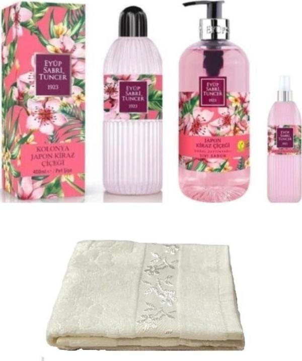 Eyüp Sabri Tuncer 3 LÜ SET JAPON KİRAZ ÇİÇEĞİ+EL VE YÜZ HAVLUSU 30X50 CM - Image 1