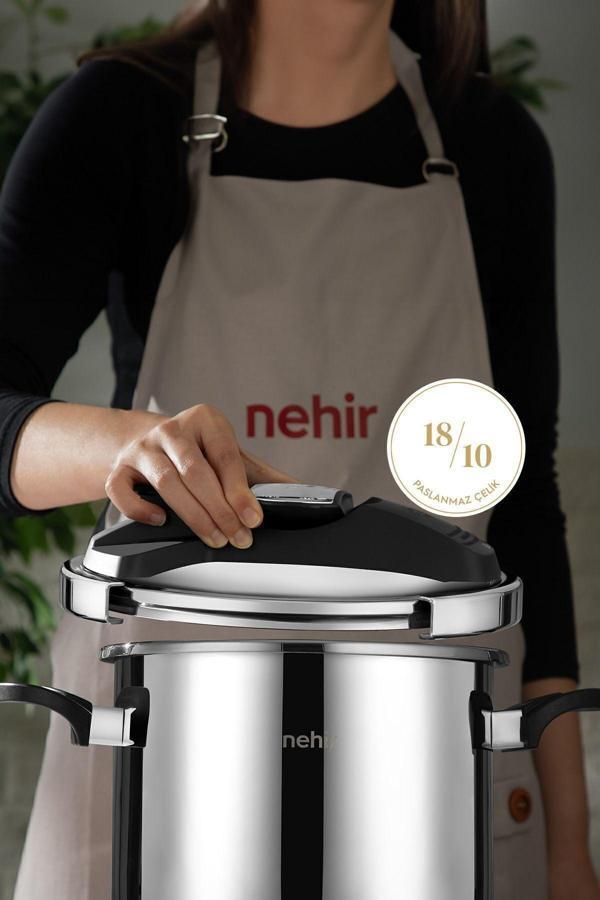 Nehir Silver Matik Paslanmaz Çelik 7 Litre Düdüklü Tencere - Image 1