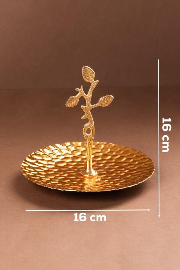 Porsima 4324 Gold Yuvarlak Metal Mini Sunumluk - İkramlık Lokumluk Kurabiyelik Çerezlik - Image 1