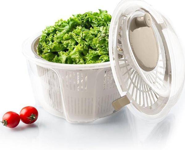 Porsima G-25 Gondol Vega Pratik Salata Kurutucu - Meyve Sebze Yeşillik Yıkama Kurutma Kabı Cappuccino - Image 1