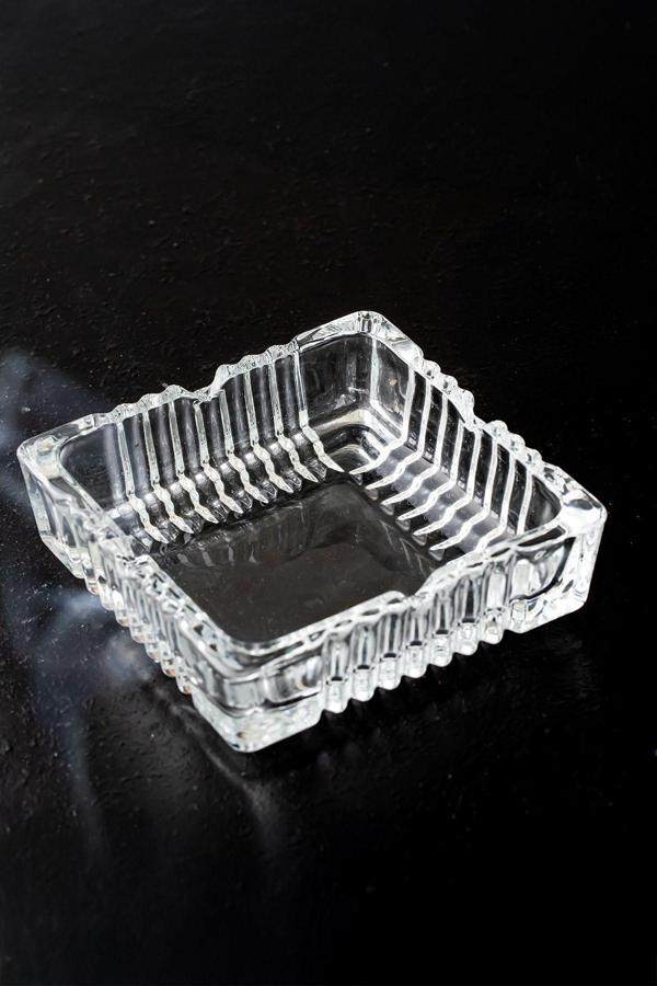 Porsima KLK-02 Kristal Cam Kare Küllük - Şeffaf Lüks Kül Tablası 12x12 cm - Image 1