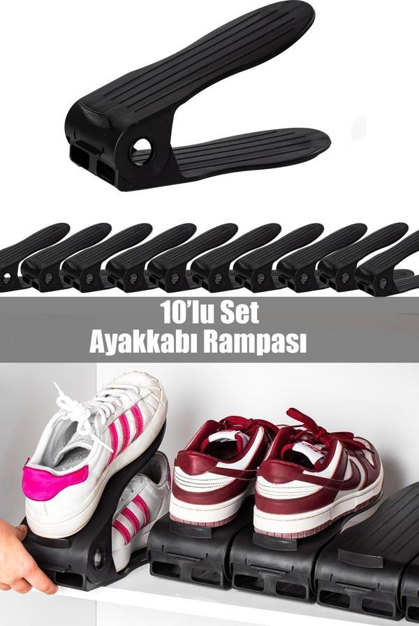 Porsima Org -201 10 lu Ayakkabı Rampası Ayakkabı Düzenleyici Dolap İçi Organizer- Siyah - Image 1