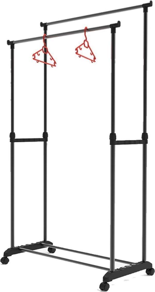 Porsima Perillas 18004 Shore Yükseklik Ayarlı Tekerlekli Eşek Metal Askılık - Vestiyer Portmanto - Image 1