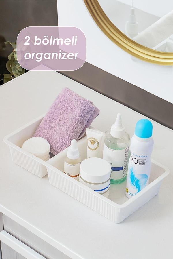 Porsima WH-72 Çekmece İçi İki Bölmeli Çok Amaçlı Organizer Beyaz- Dolap İçi Düzenleyici Organizer - Image 1