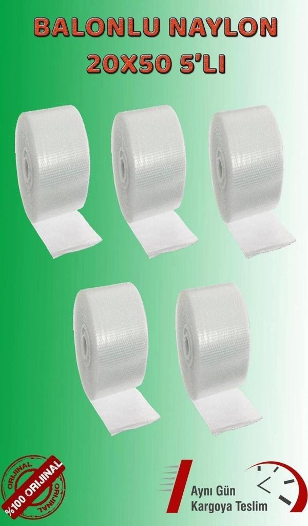 Balonlu Naylon 20 Cm X 50 Mt 5-li Set Patpat Pıtpıt Ambalaj, Paketleme, Eşya Koruma Naylonu - Image 1