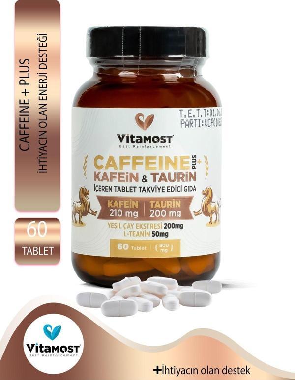 Vitamost Caffeine Energy Taurin L-Teanin Yeşil Çay Ekstresi (Kafein) Güç Ve Performans 60 Tablet - Image 1