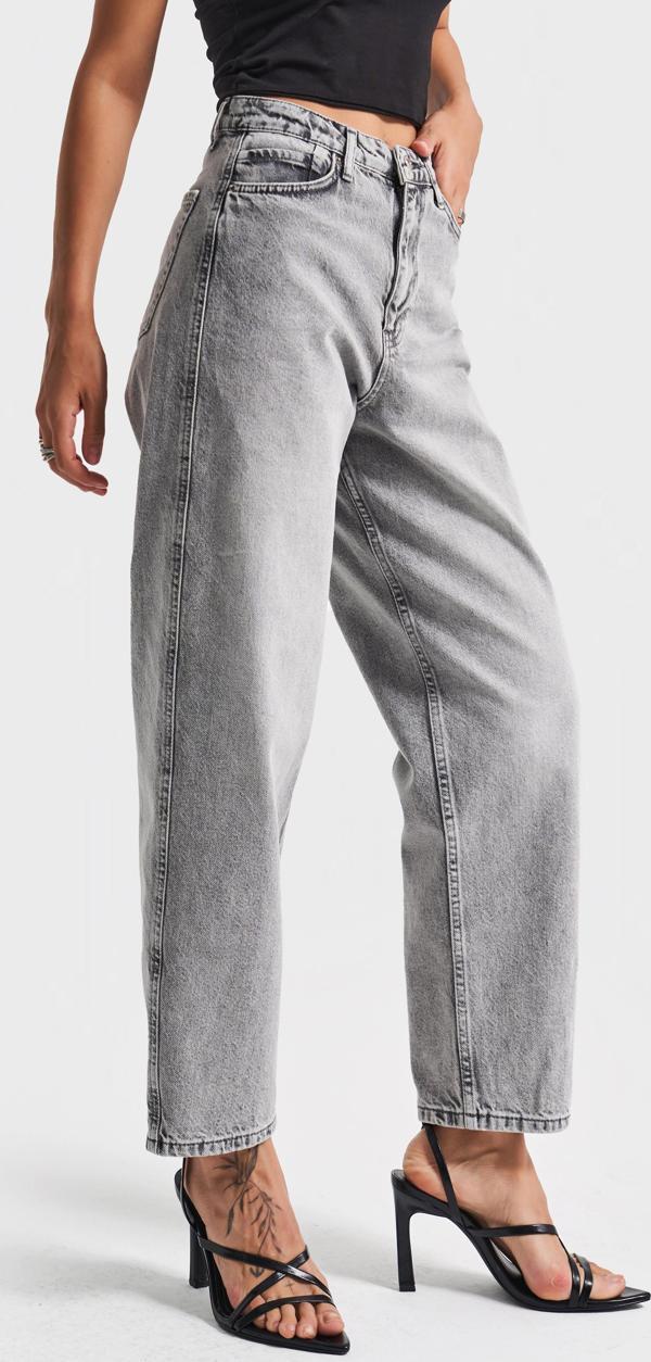 Kadın Gri Renk 4s5-12 Relax Fit %100 Koton Denim Jean - Image 1