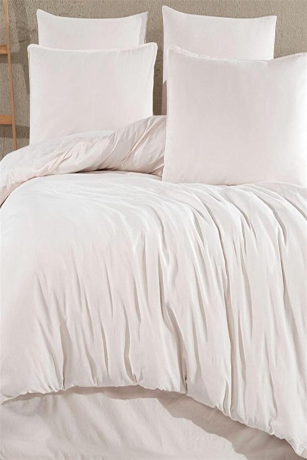 More Home Tek Kişilik Yorgan Kılıfı Nevresim Krem + yastık kılıfı - Image 1