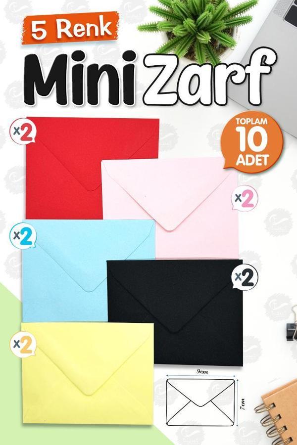 Renkli Minik Zarf Mini Zarf 9x7 cm  10 adet -T391 - Image 1