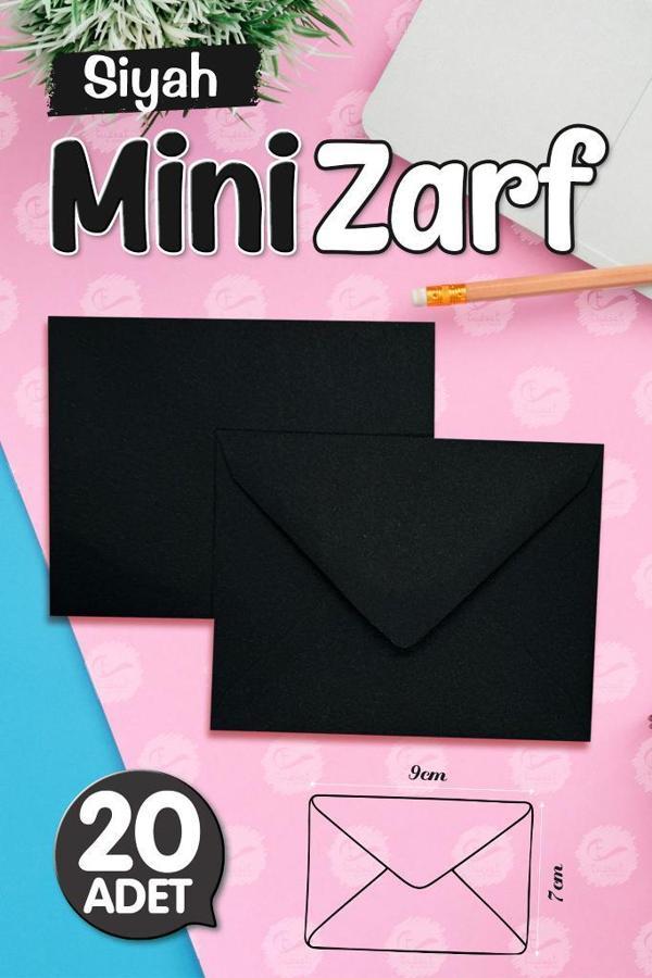 Mini Zarf Siyah 9x7 cm 20 adet-T272 - Image 1