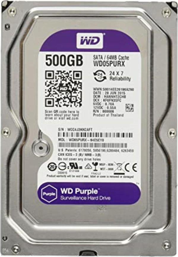 Western Digital Wd Purple 500 Gb 3.5" 7200 Rpm Sata3 Güvenlik Harddisk Hdd 7/24 Pc - Image 1