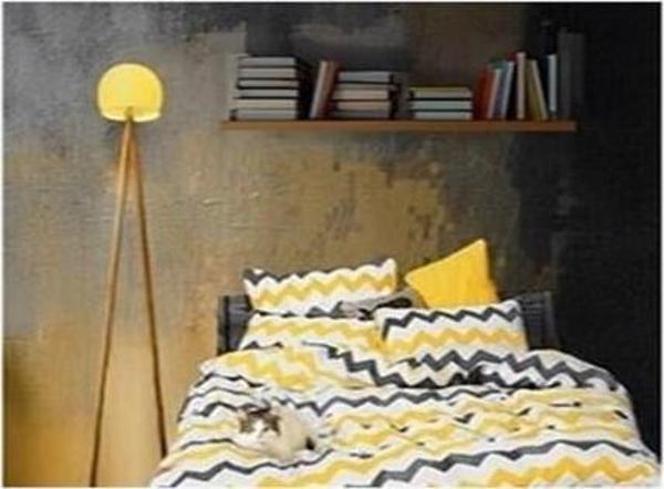 More Home Yorgan Kılıfı Tek Kişilik + yastık kılıfı Zikzaklı Sarı Gri - Image 1