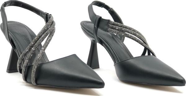 Feles Üç Şerit Taş Detaylı Kadın Topuklu Ayakkabı Stiletto - Image 1