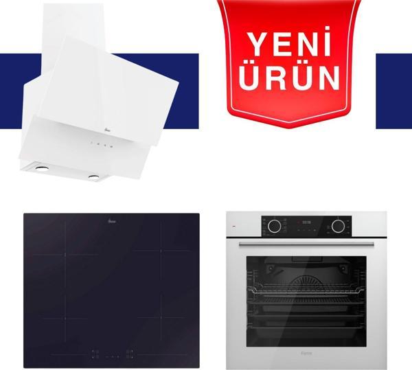 Ferre & Hoover FryArt Serisi Moonlight White Beyaz Ankastre Set (HDG6C2GWTK + HH64CCB + XE63CB) - Image 1