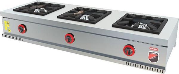 Işıkgaz Silver Endüstriyel Doğalgazlı Set Üstü Midi Üçlü 3 Gözlü Ocak - Image 1